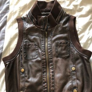 Pleather zip up vest